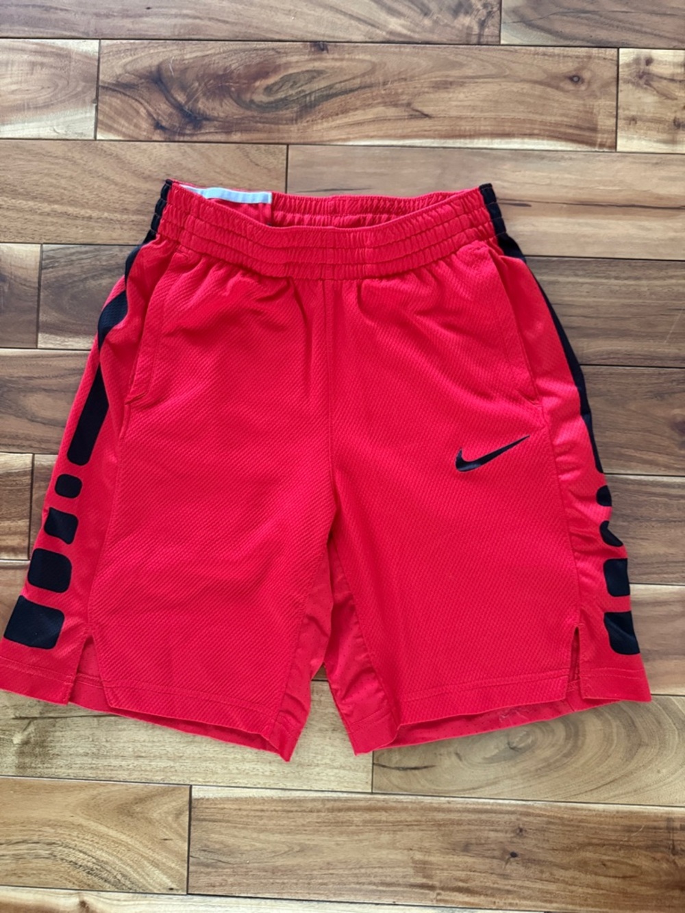 Nike Red Mesh Athletic Shorts with Black Side Details